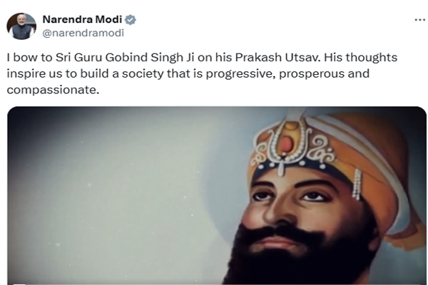 PM Modi pays tribute to Guru Gobind Singh on Prakash Utsav