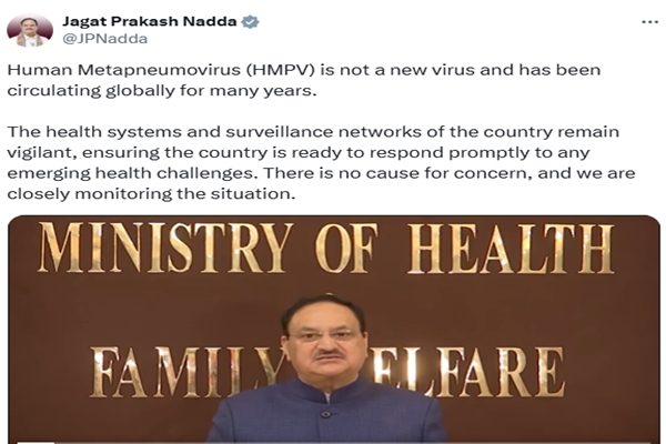 HMPV not a new virus, no need to worry: Health Minister J P Nadda