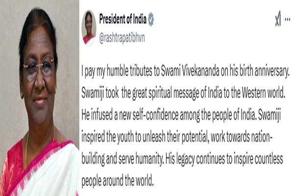 President Droupadi Murmu pays tribute to Swami Vivekananda on his birth anniversary