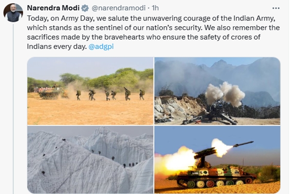 PM Modi extends Army Day wishes