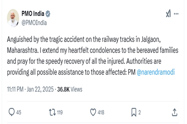 PM Modi expresses anguish over Jalgaon railway accident