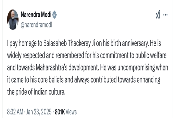 PM Modi Pays Homage to Balasaheb Thackeray on his birth anniversary