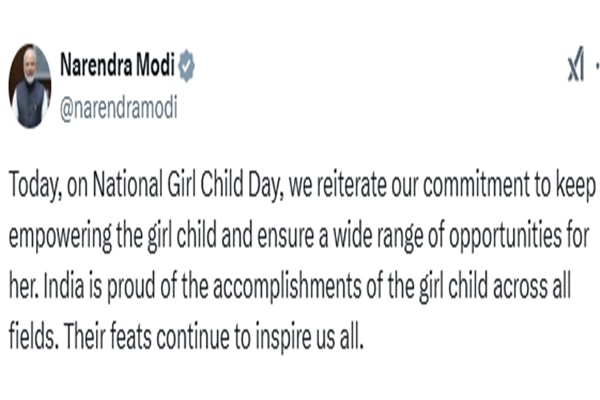 PM Modi extends greetings on National Girl Child Day