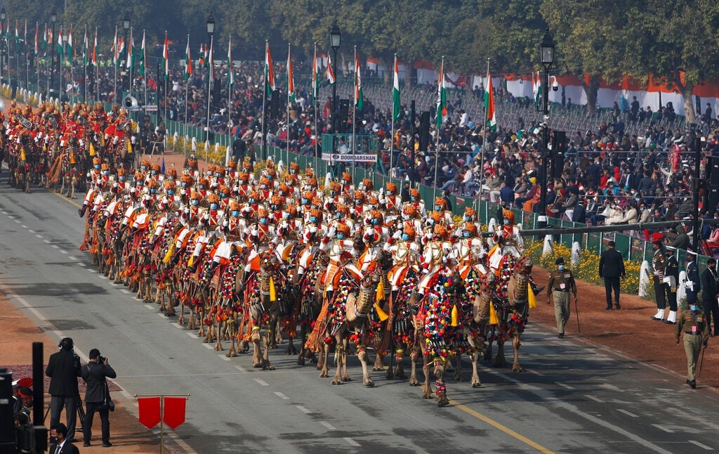 नवी दिल्लीत प्रजासत्ताक दिनानिमित्त होणाऱ्या संचलन सोहळ्याची तयारी सुरु