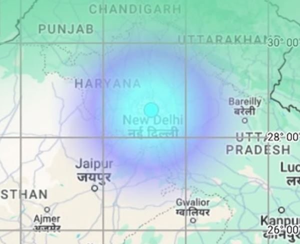نئی دلّی اور شمالی بھارت کے متعدد علاقوں میں آج صبح چار اعشاریہ صفر شدت کا زلزلہ محسوس کیا گیا