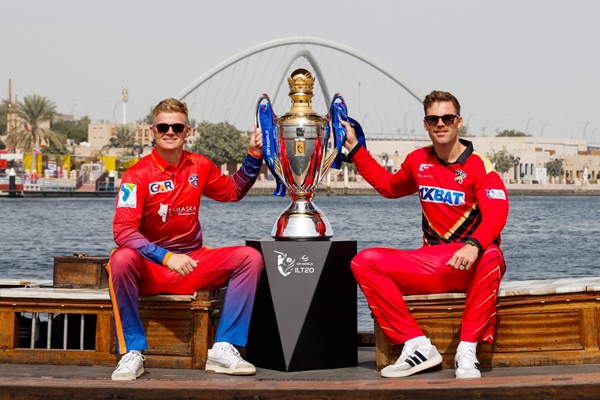 DP World International League: Sam Billings & Lockie Ferguson Pose with ILT20 Trophy at Dubai Creek