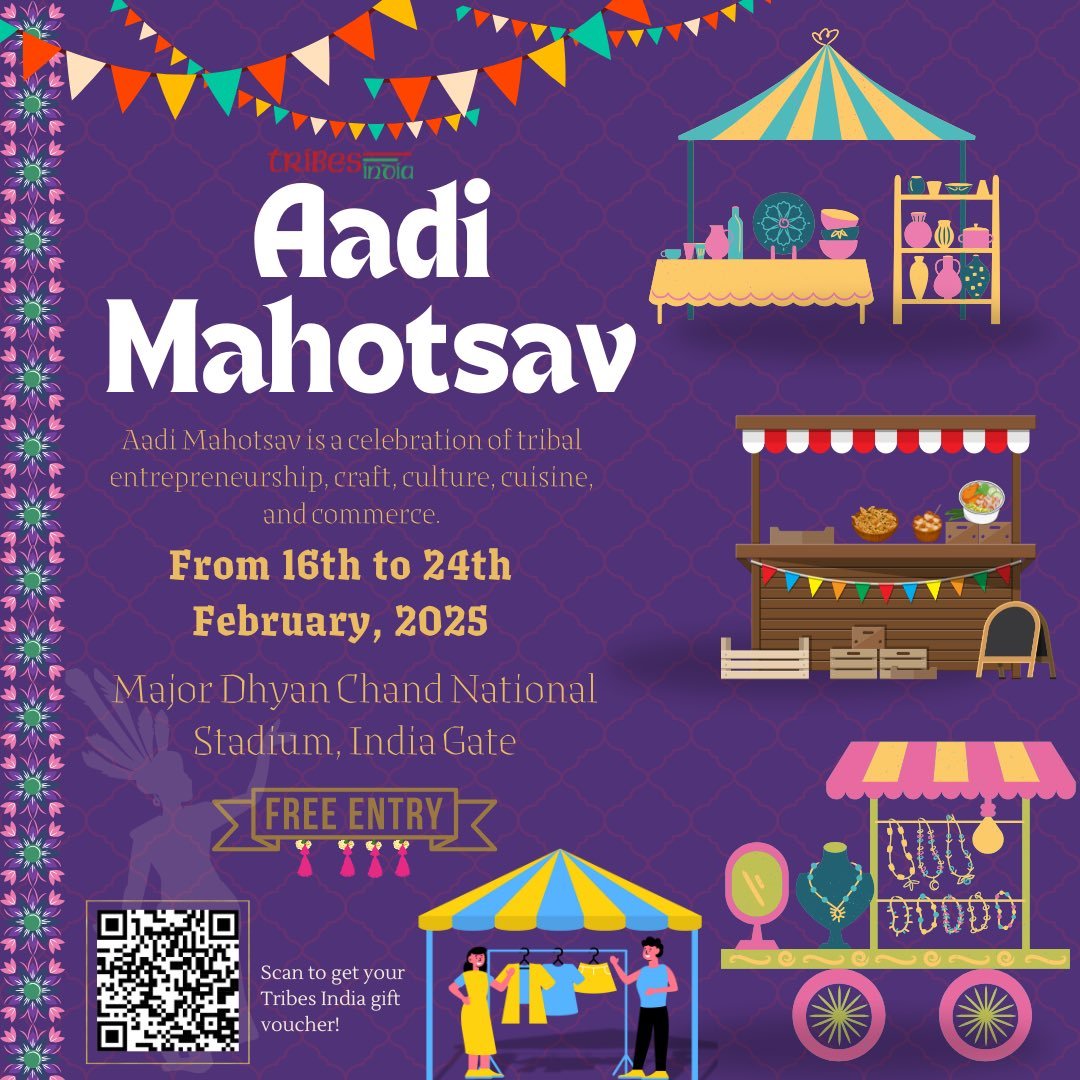 राष्‍ट्रपति द्रौपदी मुर्मु रविवार को नई दिल्‍ली के मेजर ध्‍यानचन्‍द स्‍टेडियम में आदि महोत्‍सव-2025 का उद्घाटन करेंगी