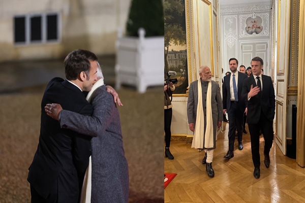 PM Modi receives warm welcome in Paris; shares warm hug with French Prez Macron; meets JD Vance