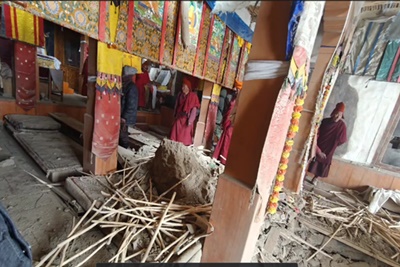 Ladakh: Massive rockfall on Monastery, food supplies buried under debris