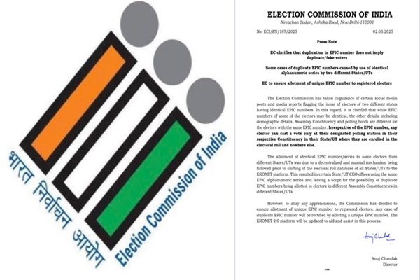 ECI clarifies identical EPIC numbers do not imply duplicate or fake voters