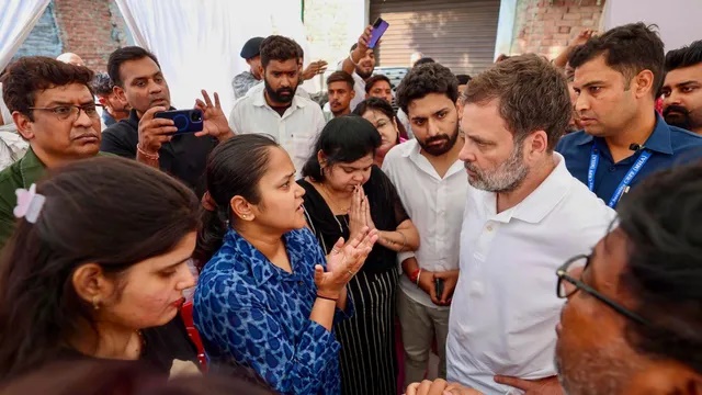 LoP Rahul Gandhi meets family of Phalagam victim in Kanpur