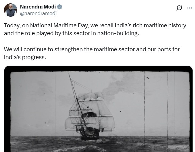 राष्ट्रीय समुद्री दिवस के अवसर पर प्रधानमंत्री नरेन्द्र मोदी ने किया भारत के समृद्ध समुद्री इतिहास का स्मरण