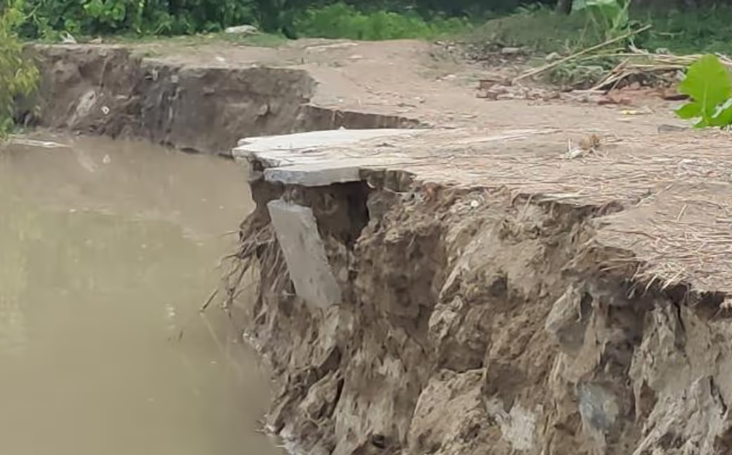 ফরাক্কায় মহেশপুর গ্রাম পঞ্চায়েতের মুস্কিনগরে নদীপাড়ের ভাঙন শুরু হওয়ায় আতঙ্ক ছড়িয়েছে