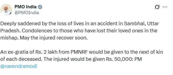 PM Modi condoles loss of lives in accident in Uttar Pradesh