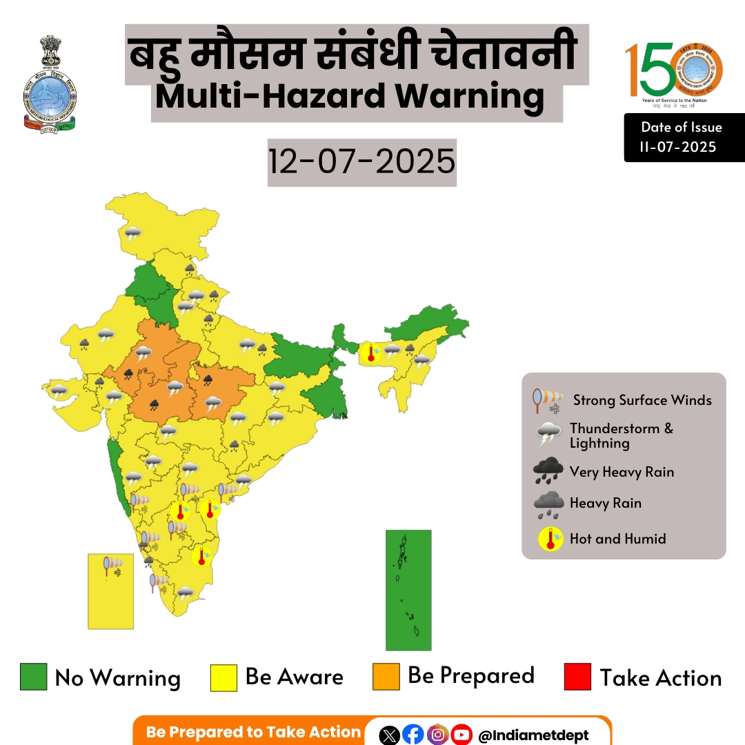 IMD forecasts very heavy rainfall over central, adjoining northwest parts of country during next 4 to 5 days