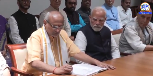 राष्‍ट्रीय जनतांत्रिक गठबंधन के उपराष्ट्रपति पद के उम्मीदवार सी.पी. राधाकृष्णन ने नामांकन दाखिल किया