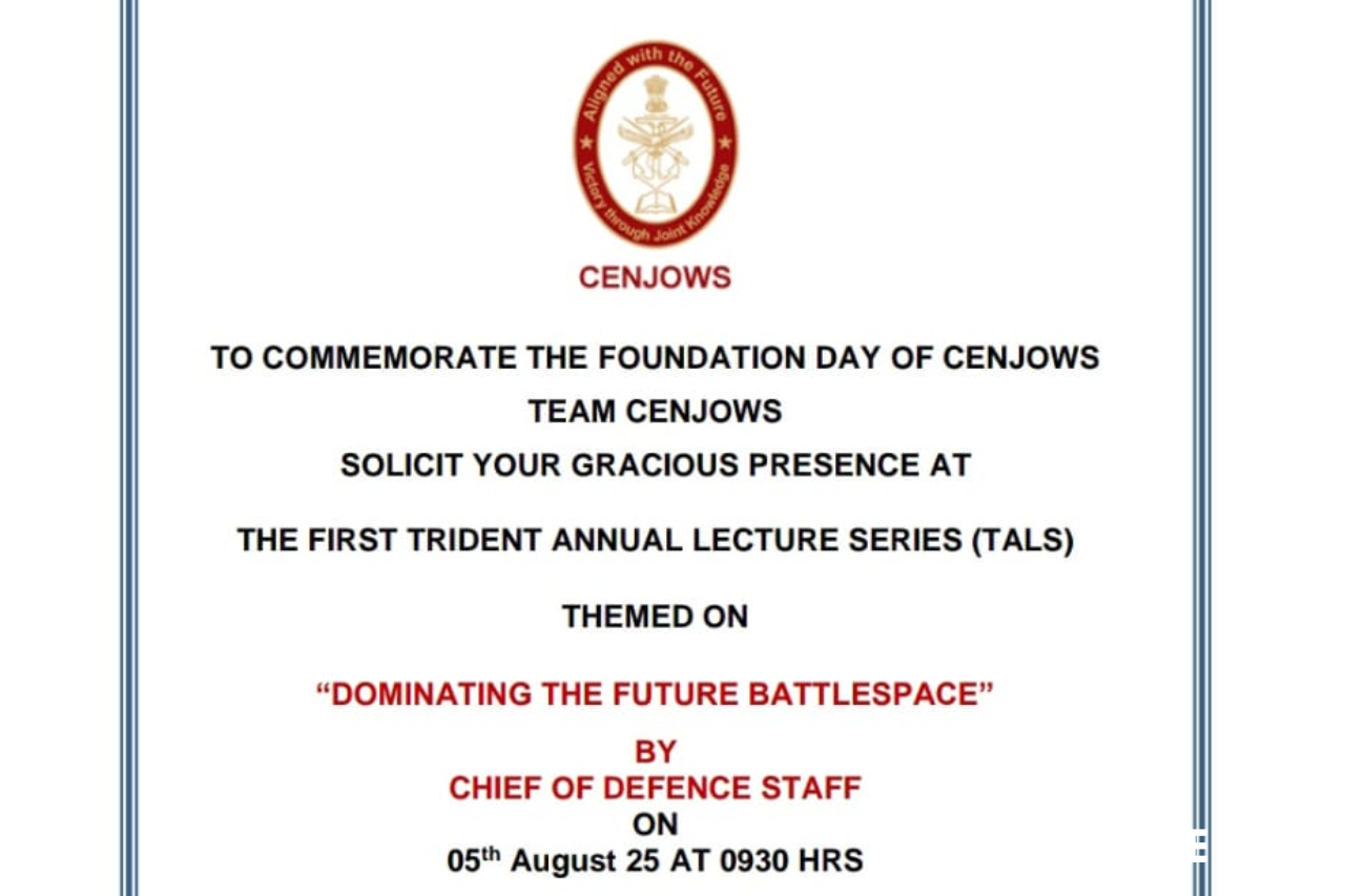CENJOWS to Inaugurate First Annual Trident Lecture Series in New Delhi 
