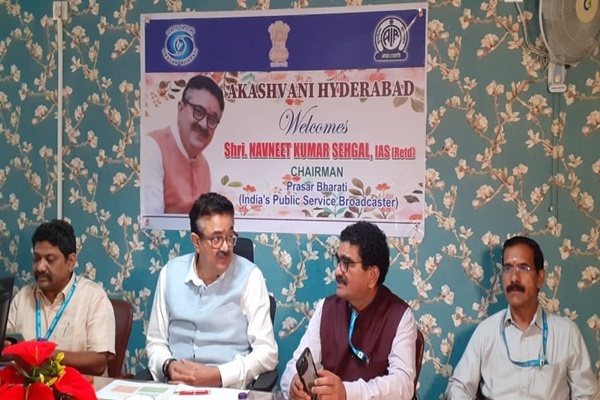 Prasar Bharati Chairman Navneet Sehgal reviews broadcasting activities of Akashvani Hyderabad