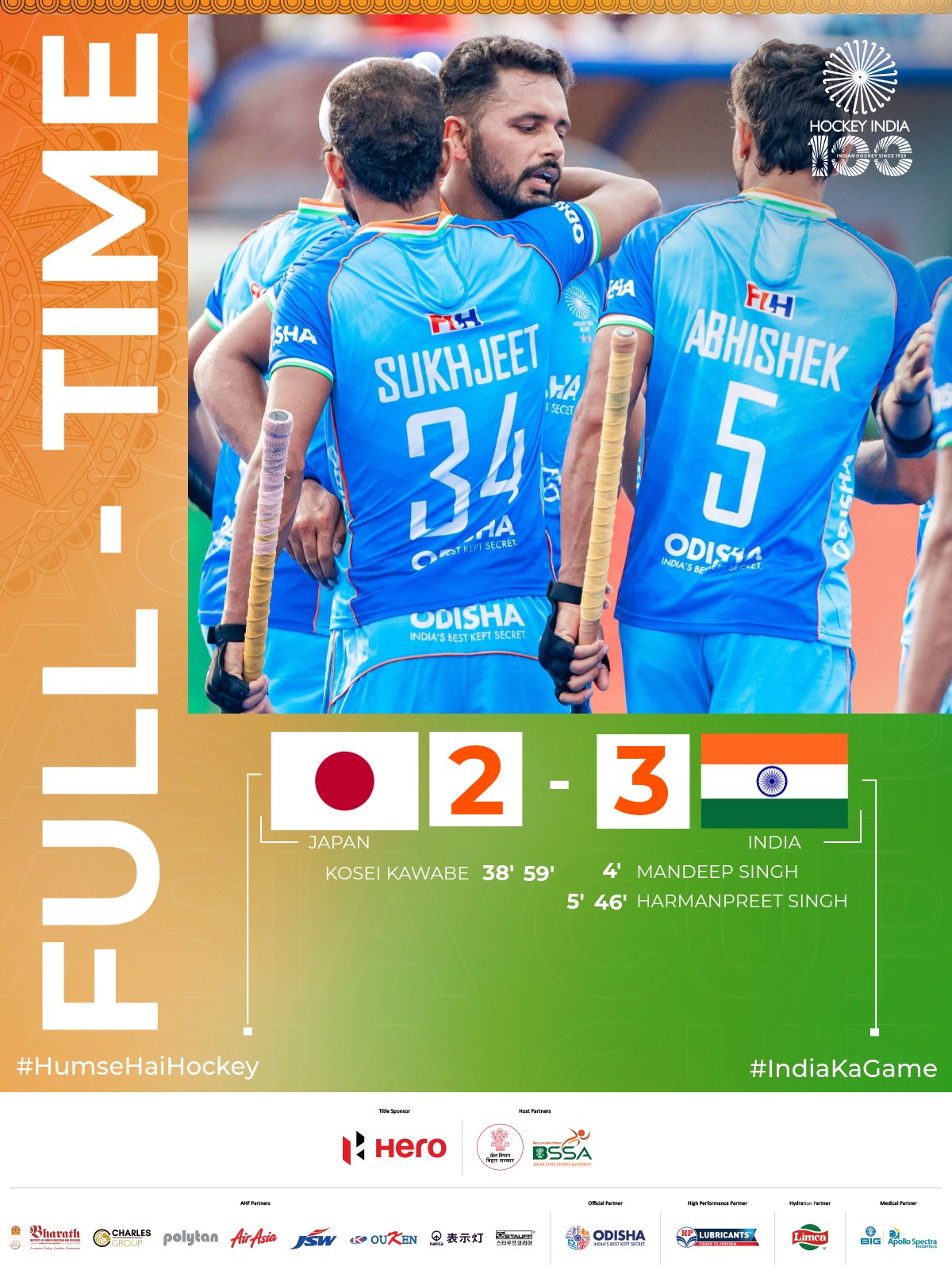 India beat Japan 3-2 to advance to Super 4 stage of Asia Cup Hockey