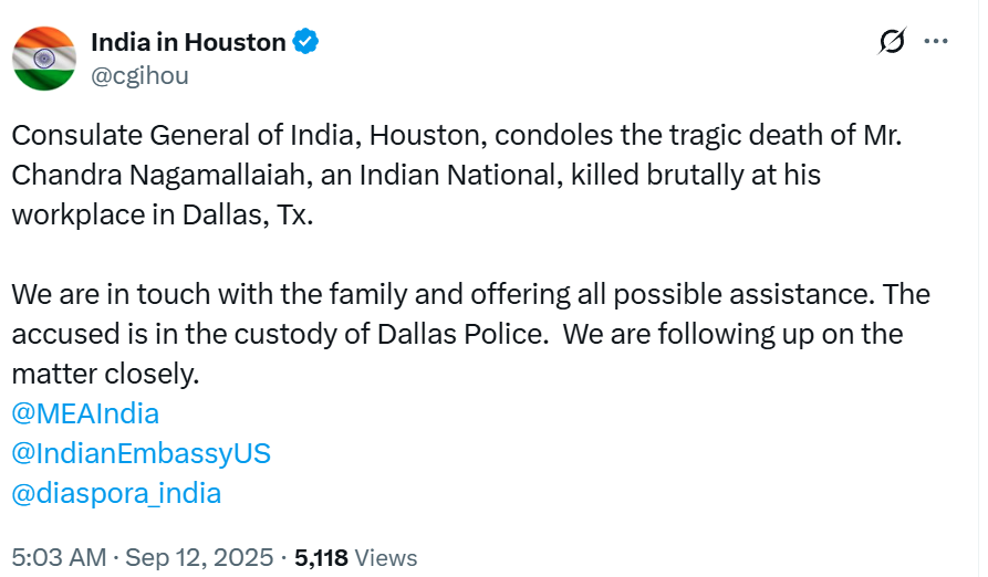 মার্কিন যুক্তরাষ্ট্রের টেক্সাসে খুন হয়েছেন এক প্রবাসী ভারতীয়।