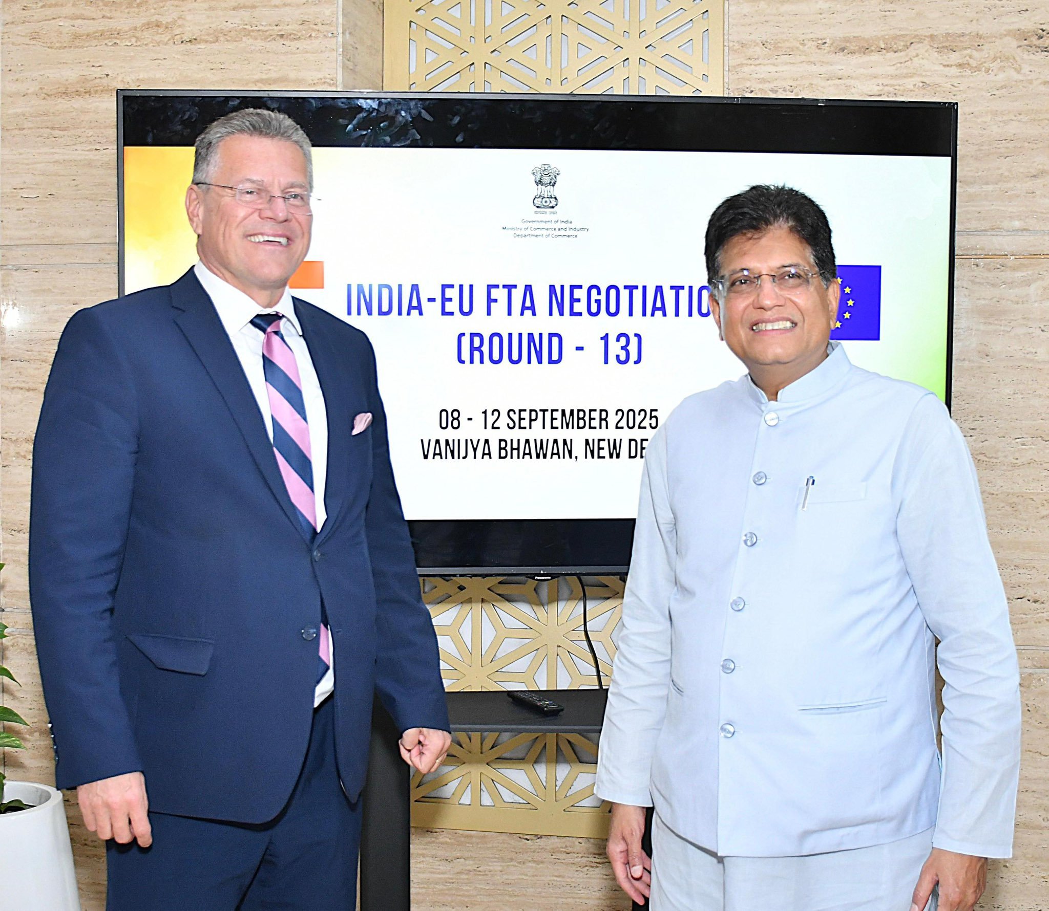 Union Minister Piyush Goyal Meets EU Trade and Economic Security Commissioners