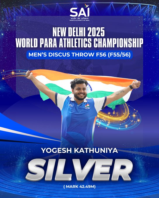 India Achieves One-Two Finish in Men’s Javelin F44 at World Para Athletics