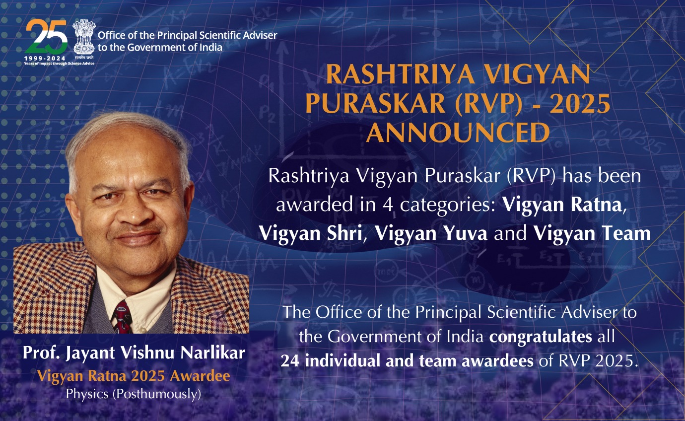 2025 के राष्ट्रीय विज्ञान पुरस्कारों की घोषणा, प्रोफेसर जयंत विष्णु नार्लीकर को मरणोपरांत विज्ञान रत्न पुरस्कार
