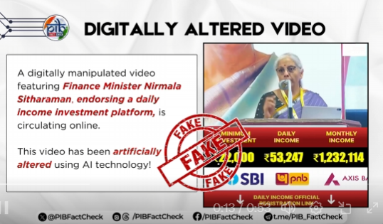 সরকার, সোশ্যাল মিডিয়ায় ঘুরে বেড়ানো অর্থমন্ত্রী নির্মলা সীতারামনের একটি ভিডিও ভুয়ো বলে খারিজ করে দিয়েছে।