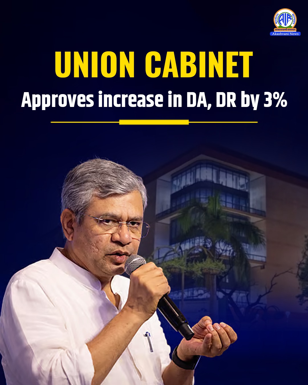 Cabinet Approves 3% Hike in DA for Central Employees and DR for Pensioners