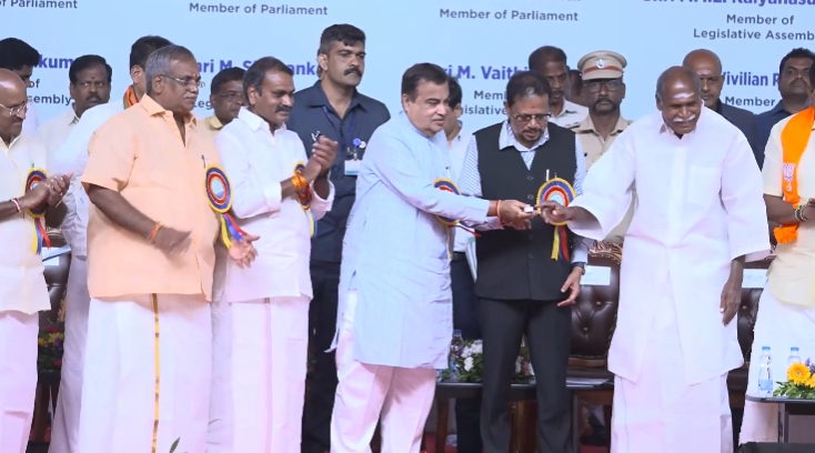 Union Minister Nitin Gadkari Lays Foundation for Three National Highway Projects in Puducherry