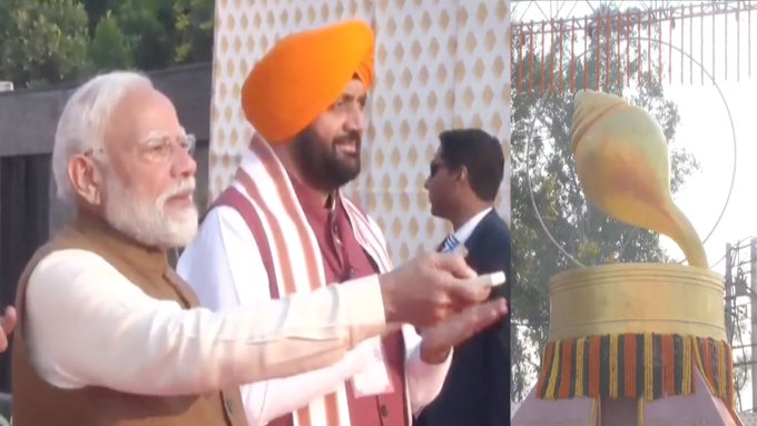 PM Modi Hoists Dharm Dhwaja at Shri Ram Janmbhoomi Temple; Urges Nation to Shed Slave Mentality to Achieve Developed India by 2047