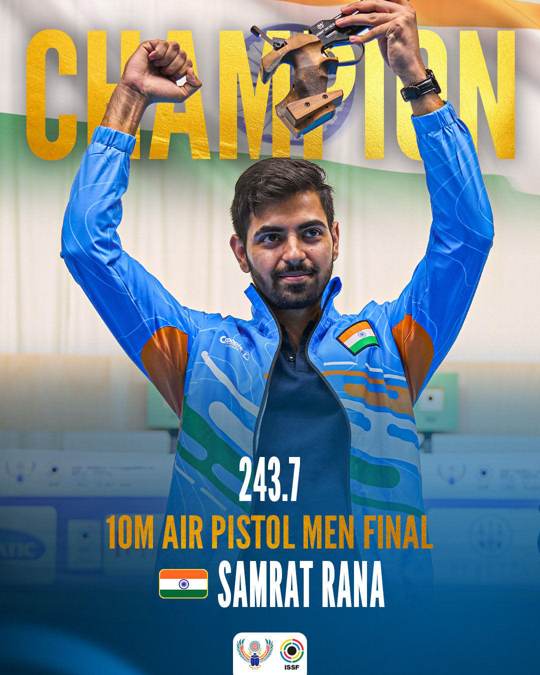 Samrat Rana Wins Gold in Men’s 10m Air Pistol, India’s Medal Tally at Cairo ISSF Championships Reaches Nine