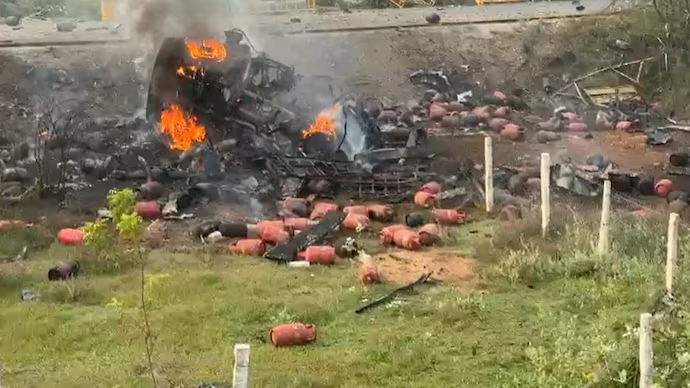 LPG Truck Overturns and Explodes in Tamil Nadu, Driver Injured