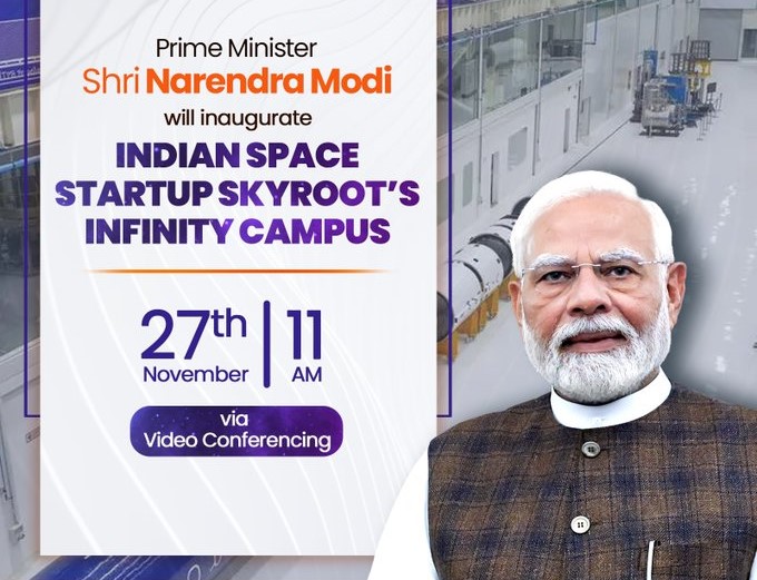 प्रधानमंत्री नरेंद्र मोदी आज भारतीय अंतरिक्ष स्टार्टअप स्काईरूट के इन्फिनिटी कैंपस का उद्घाटन करेंगे