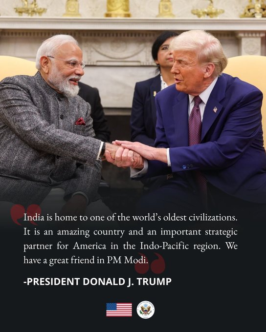 ভাৰতবৰ্ষ আৰু প্ৰধানমন্ত্ৰী নৰেন্দ্ৰ মোদীৰ প্ৰতি শলাগ ৰাষ্ট্ৰপতি ড’নাল্ড ট্রাম্পৰ