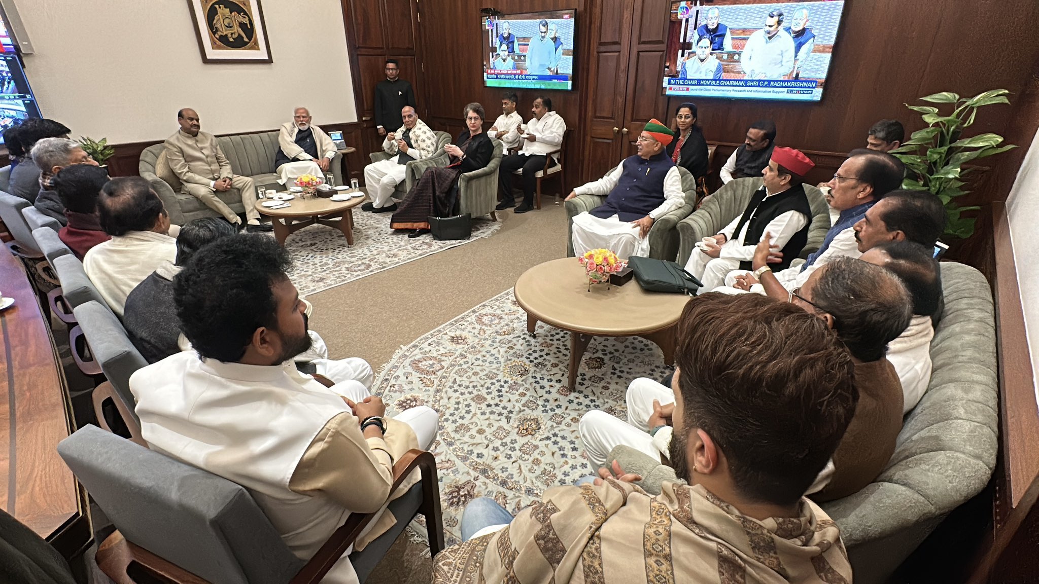 Lok Sabha Speaker meets MPs in Parliament House