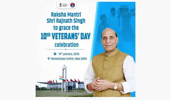 Defence Minister Rajnath Singh to attend 10th Armed Forces Veterans’ Day in New Delhi