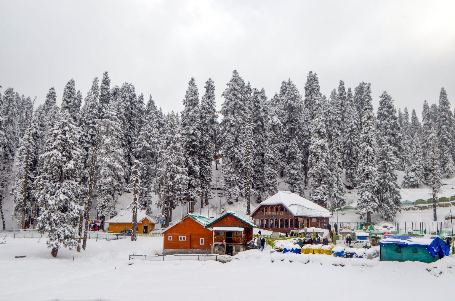 گُلمرگ میں مقبول Ski-Resort اور کشمیر وادی کے کچھ دیگر علاقوں میں تازہ برفباری ہوئی ہے