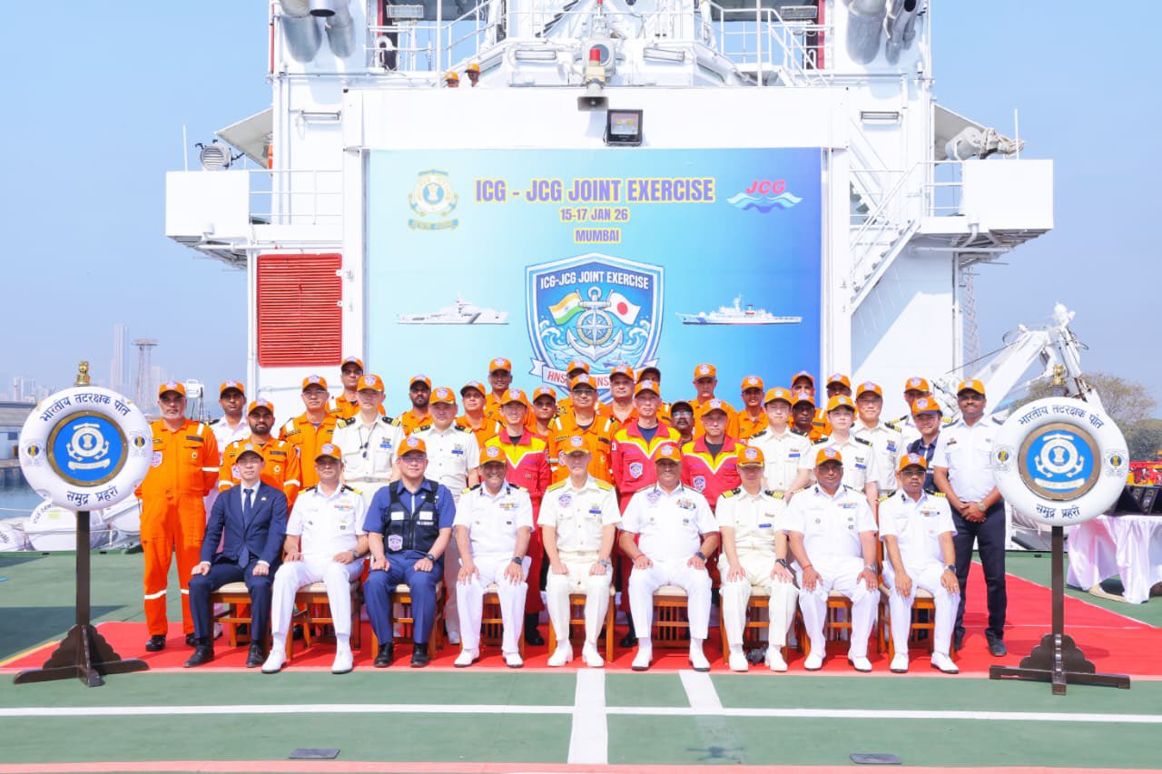 Indian Coast Guard, Japan Coast Guard conduct joint HNS response drill onboard ICGS Samudra Prahari in Mumbai