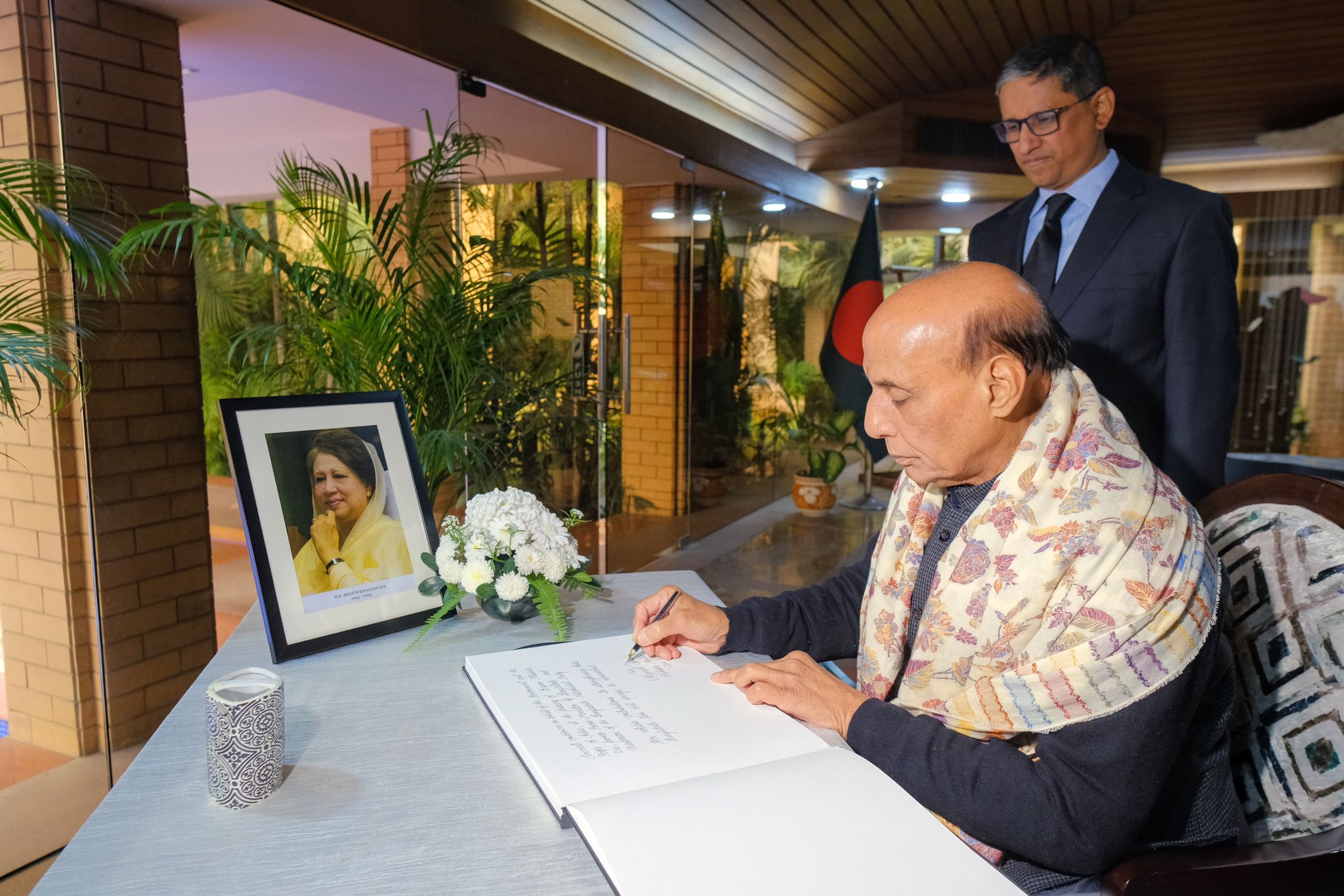 Defence Minister Rajnath Singh visits High Commission of Bangladesh in New Delhi