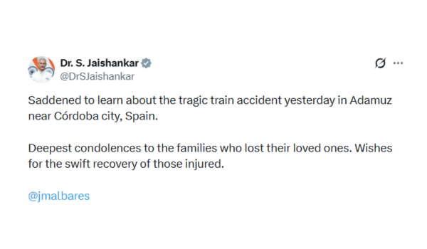 EAM Jaishankar expresses grief over tragic train accident in Spain
