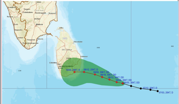 Bay of Bengal depression expected to cross Sri Lanka’s coast on Friday evening