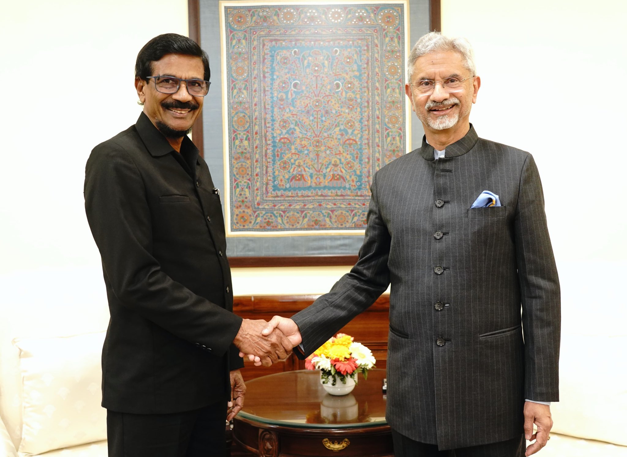 EAM Dr S Jaishankar interacts with General Secretary of JVP Party, Tilvin Silva