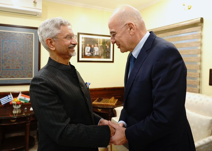 EAM Dr S Jaishankar discusses strategic & security issues with Greece Minister, Nikos Dendias