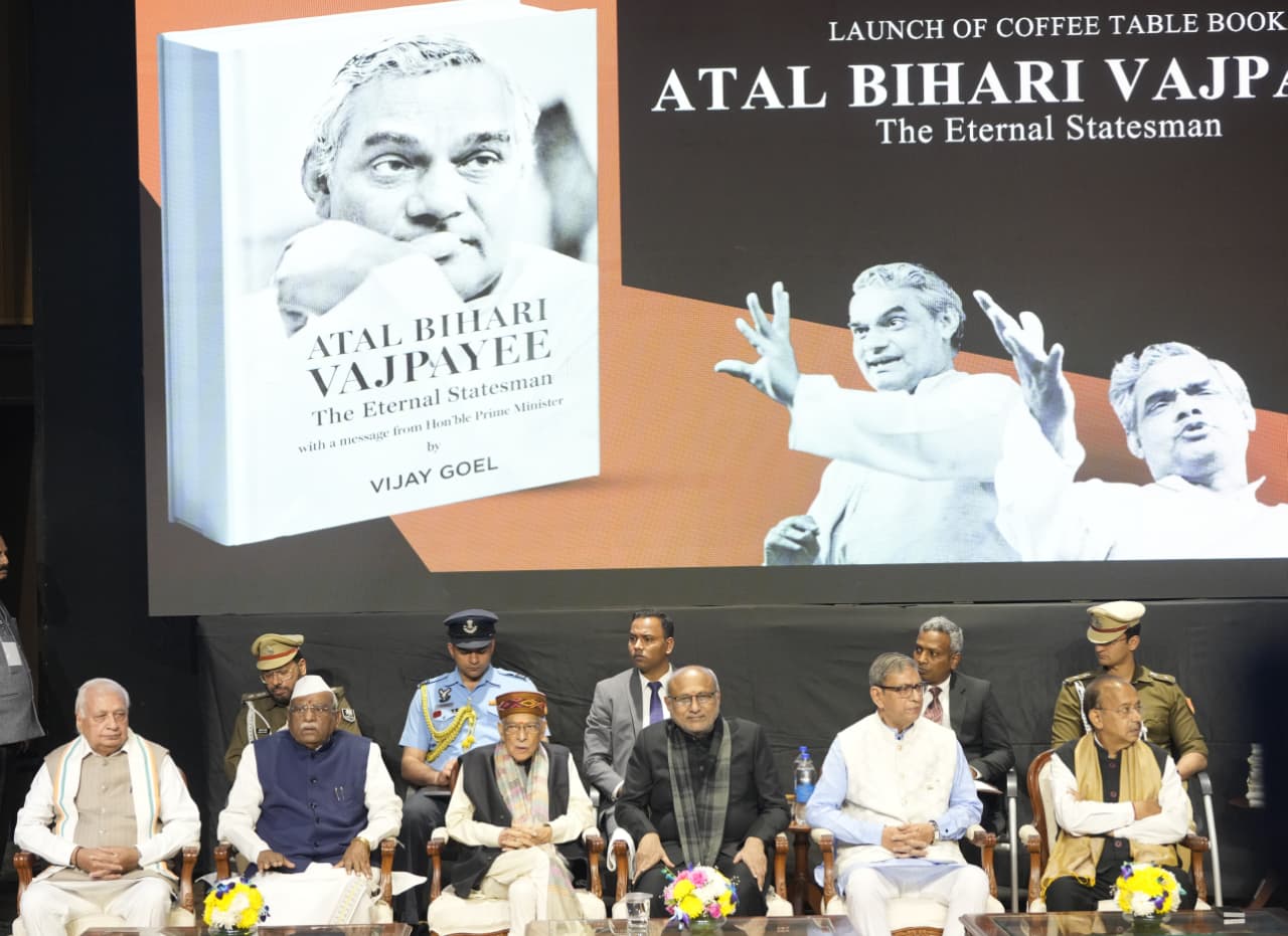 Vice President C P Radhakrishnan Releases Coffee Table Book on Atal Bihari Vajpayee