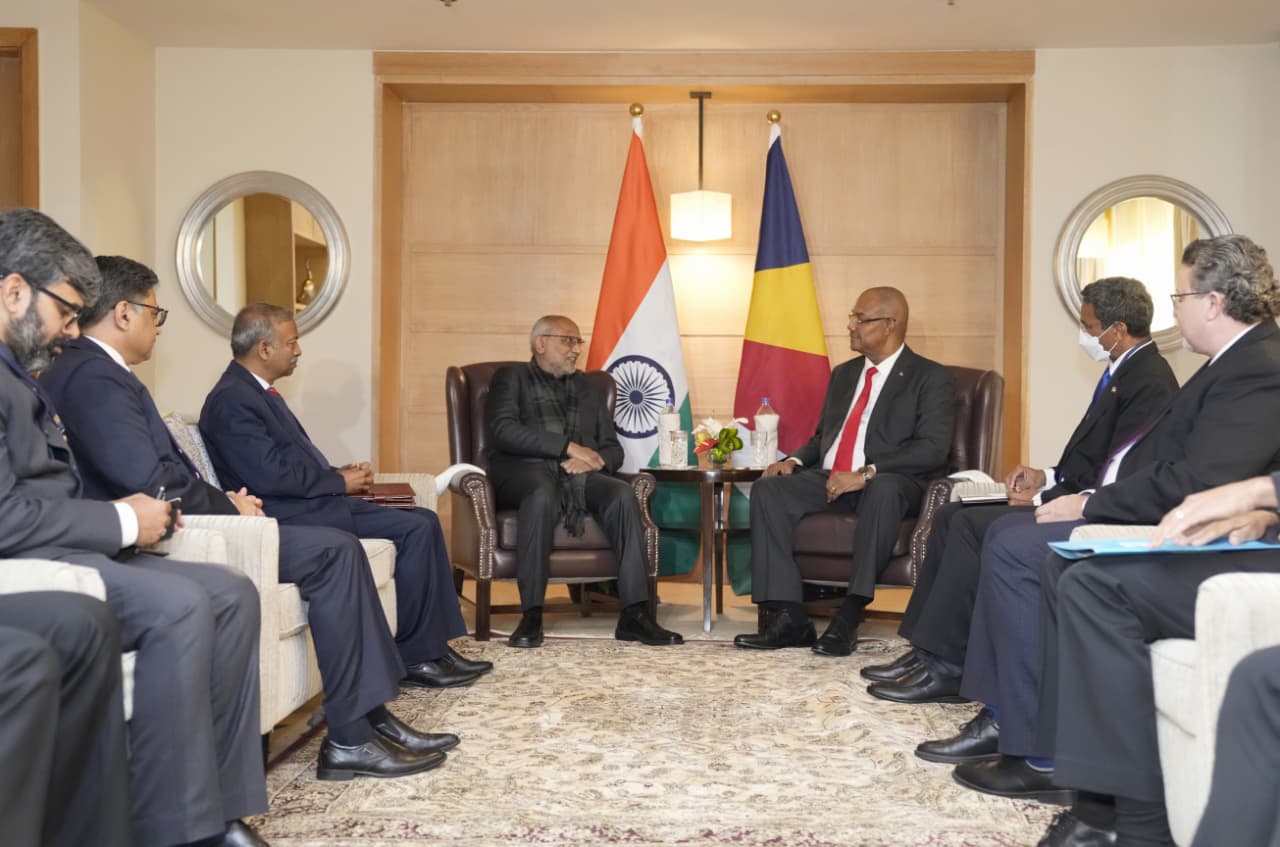 VP Radhakrishnan meets President of Seychelles, Dr Patrick Herminie & discusses India-Seychelles bilateral relations 