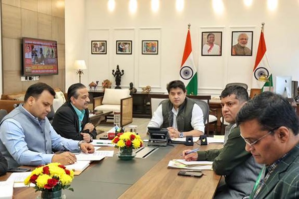 Union Minister Jyotiraditya Scindia interacts with 11th batch of Ashtalakshmi Darshan Youth Exchange Programme students