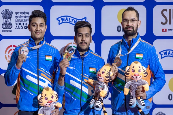 Asian Shooting Championships: India wins all three medals in men’s 50m rifle 3 position event