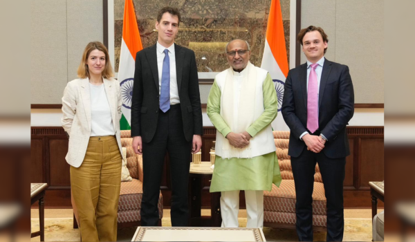 C. P. Radhakrishnan Meets Arthur Mensch at India AI Impact Summit 2026 in New Delhi