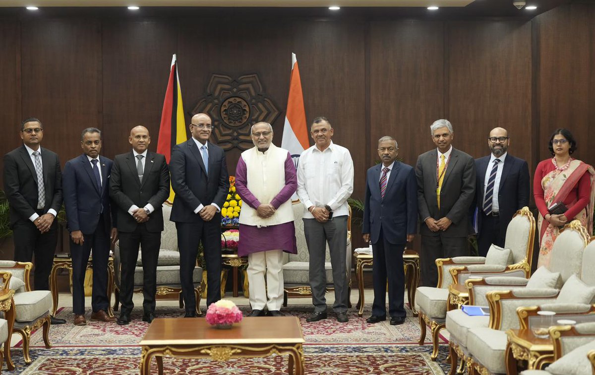 VP of Guyana, Dr Bharrat Jagdeo,  calls on VP CP Radhakrishnan at Vice President’s Enclave 
